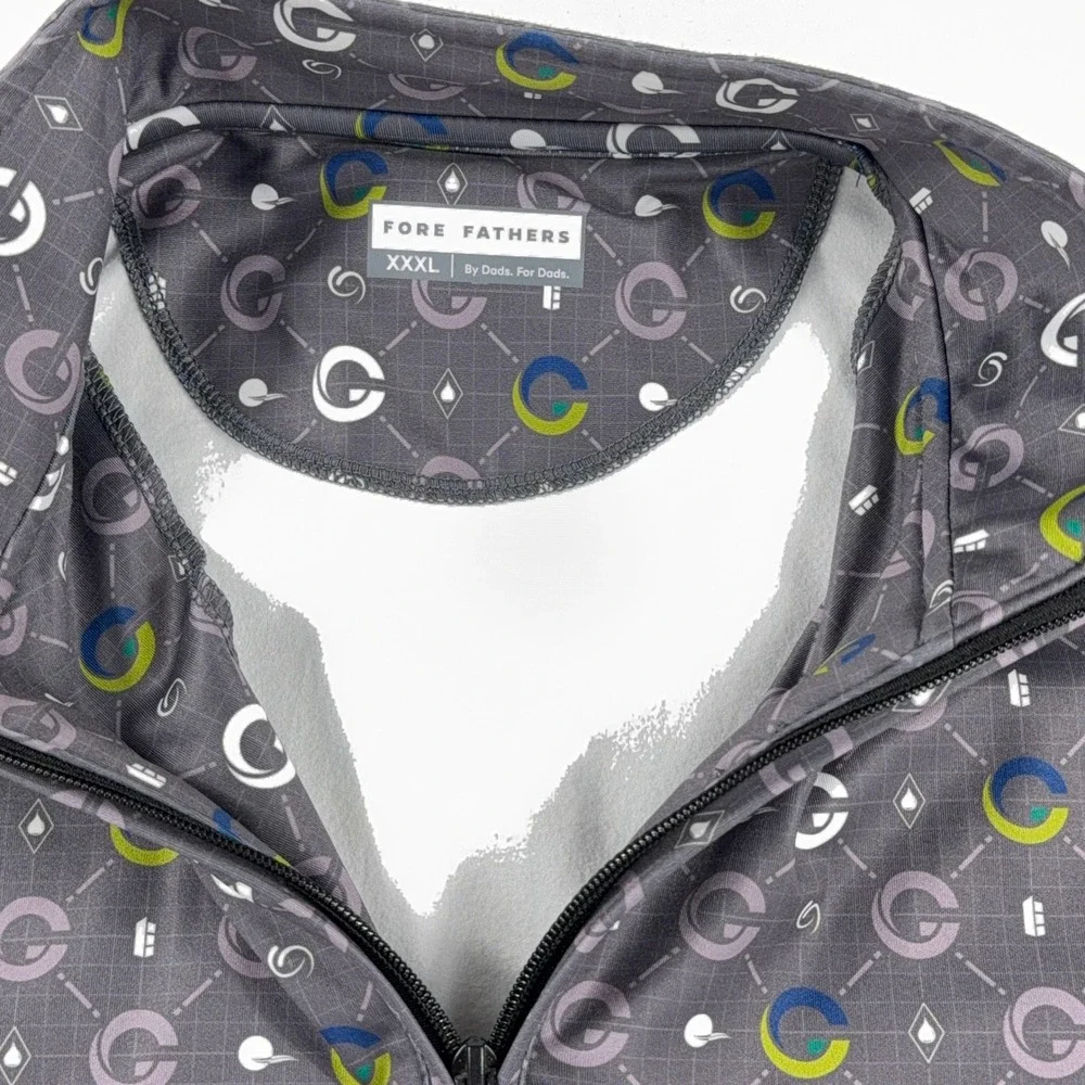 Fore Fathers Quarter Zip Pullover Golf Shirt Geometric Print Mens XXXL